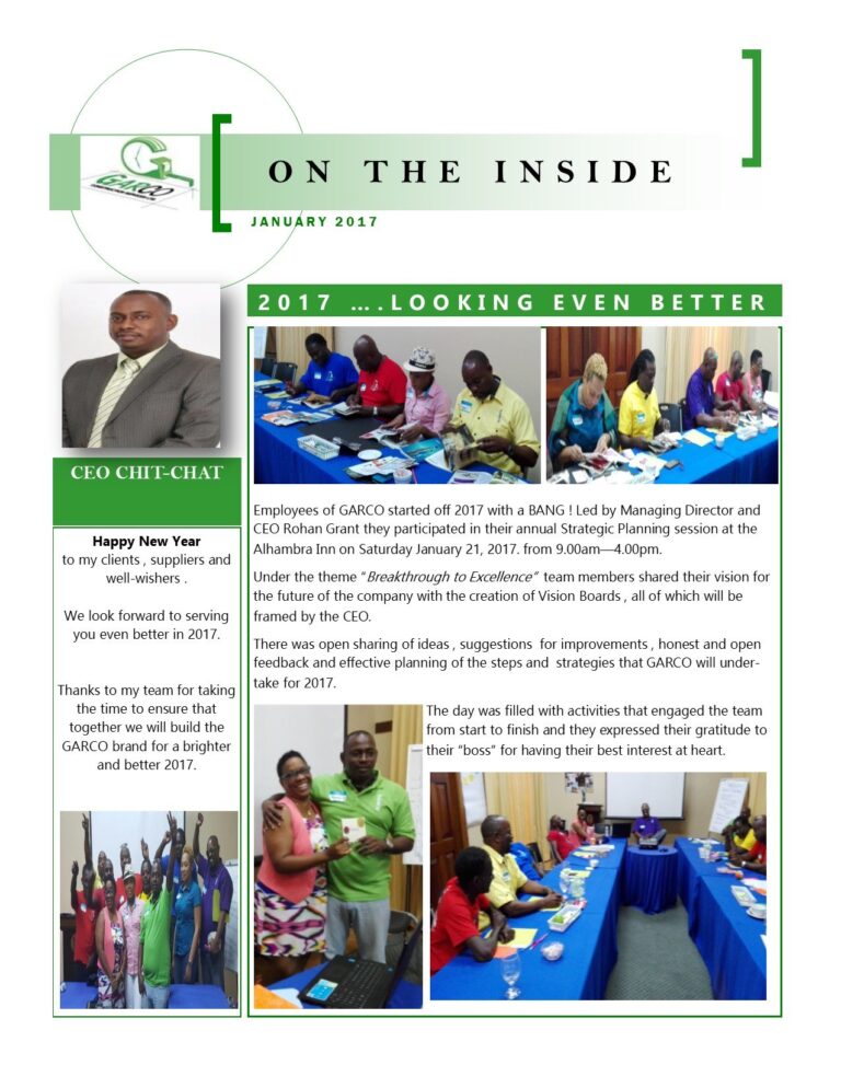 Garco newsletter, On The Inside, January 2017